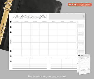 Foldout Einlagen "Monat auf einen Blick" - A5 - schwarz-weiß