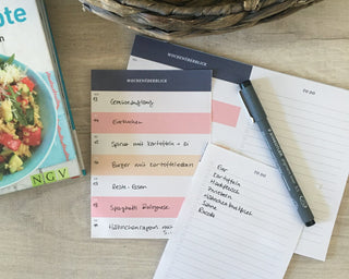 essenplan und Einkaufszettel