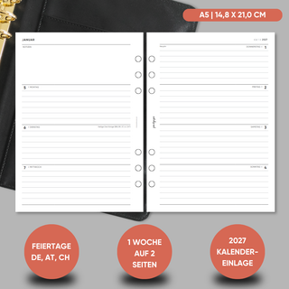 Kalender „Zeilen liniert“ - 1W2S - All in One