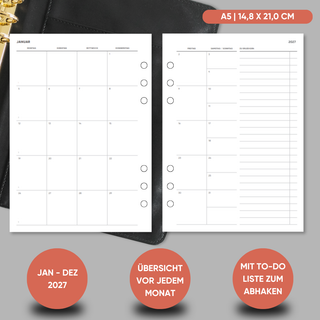 Kalender „Zeilen liniert“ - 1W2S - All in One