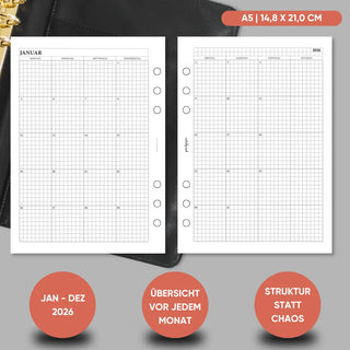 Kalender „Kariert" - Familienkalender - 1W2S - All in One