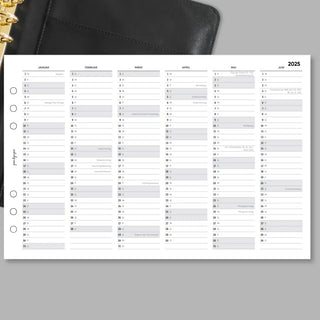 Kalender Jahresübersicht zum Ausklappen