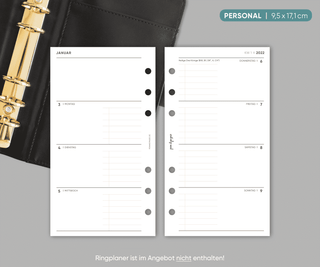 Kalender „Zeilen + ToDo“ - 1W2S - Personal & DIN A5